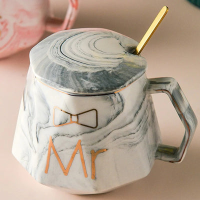 Couple Marble Pattern Coffee Mugs with Lid